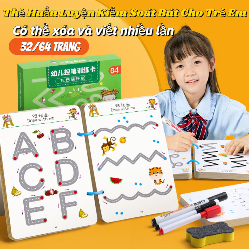 Thẻ Đào Tạo Viết Và Vẽ Vui Nhộn Giấy Xóa Được Mẫu Giáo Thẻ Thực Hành Cơ Bản Giáo Dục Sớm Cho Trẻ Em