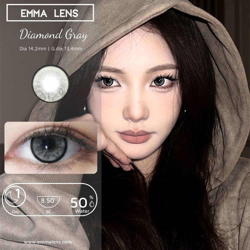 Kính áp tròng 1 ngày Diamond Gray | 1 Day Xám Diamond | Emma Lens