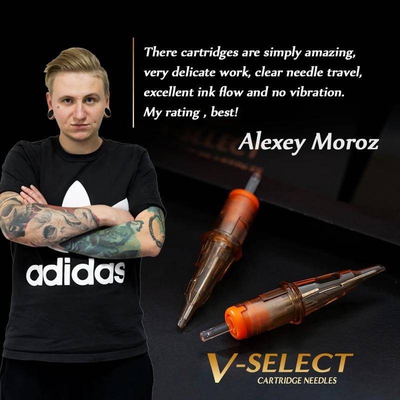 Ez V-select Tattoo Cartridge Kim xăm #08 0,25mm #06 Phụ kiện hình xăm Makup vĩnh viễn bằng vải lót tròn 0,18mm20 Cái / hộp