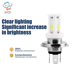Bóng Đèn Pha Xe Máy H4 LED 3 Mặt COB Đèn Moto Cao Chùm Thấp Xe Máy Phụ Kiện Gốm LED 12V VN