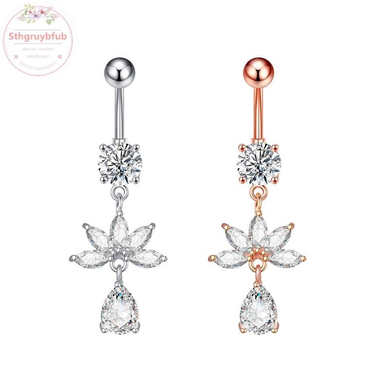 Sthb Pha Lê Thời Trang Zircon Bụng Nút Nhẫn Nữ Bé Gái Thép Không Gỉ Rốn Bụng Nút Nhẫn Gợi Cảm Cơ Thể Trang Sức Xuyên VN