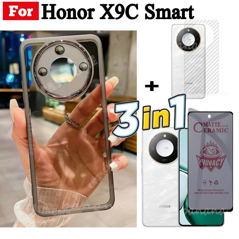 Ốp điện thoại thông minh Honor X9C Smart Honor 200 mạ Vỏ mềm trong suốt có bảo vệ Camera và kính cường lực và mặt sau 3 trong 1