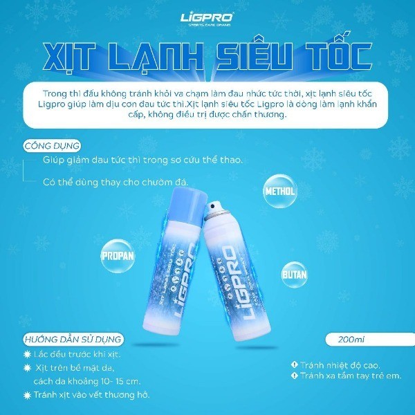 Combo Xịt lạnh siêu tốc Xịt nóng khởi động Xịt lạnh giảm đau chống giãn cơ LIGPRO thethaochinhhang