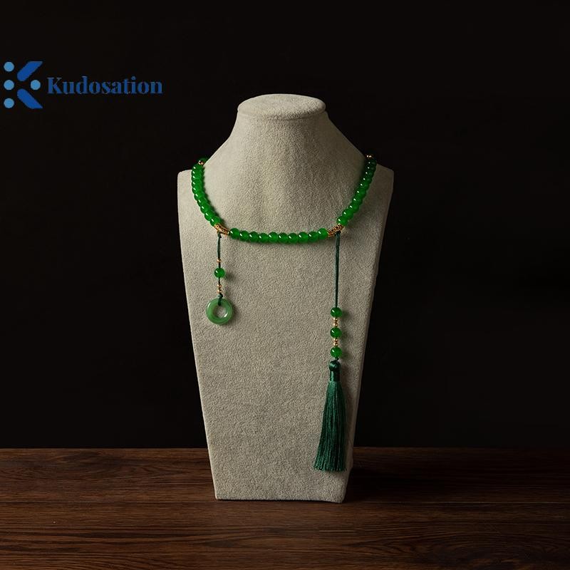 Kudosation Phong Cách Trung Hoa Dài Hạt Xanh Vòng Cổ Phật Giáo Thiền Xanh Pha Lê Vòng Cổ Dài sel Chokers Trang Sức Quà Tặng