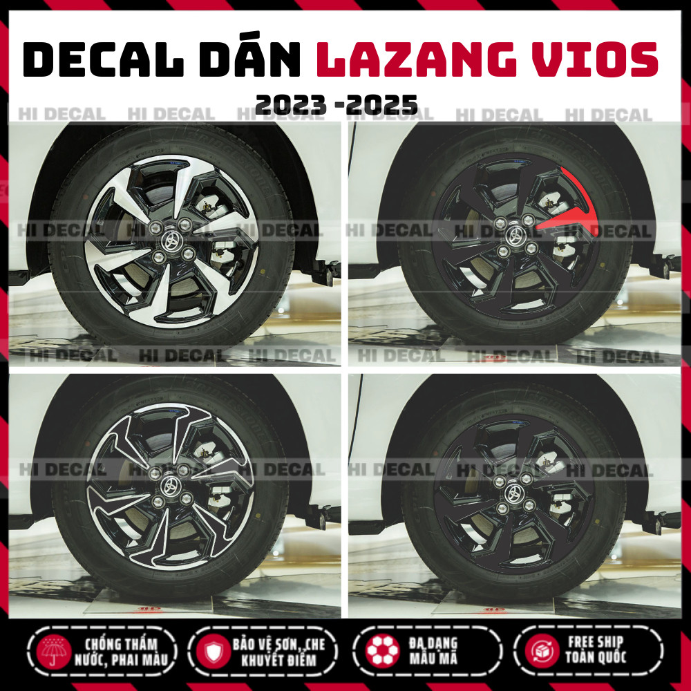 Tem dán mâm Vios 2023 - 2025, Decal lazang Vios trang trí tạo điểm nhấn