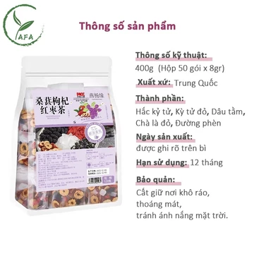 Trà bổ máu 50 gói x 8gr Trà thảo mộc gồm Hắc kỷ tử Kỳ tử đỏ Dâu tằm Táo đỏ Đường phèn Mát gan Đẹp Da