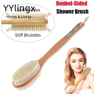 YYlingx Chải Chà Lưng Cán Dài Bằng Gỗ Tự Nhiên Tẩy Tế Bào Chết Tiện Dụng