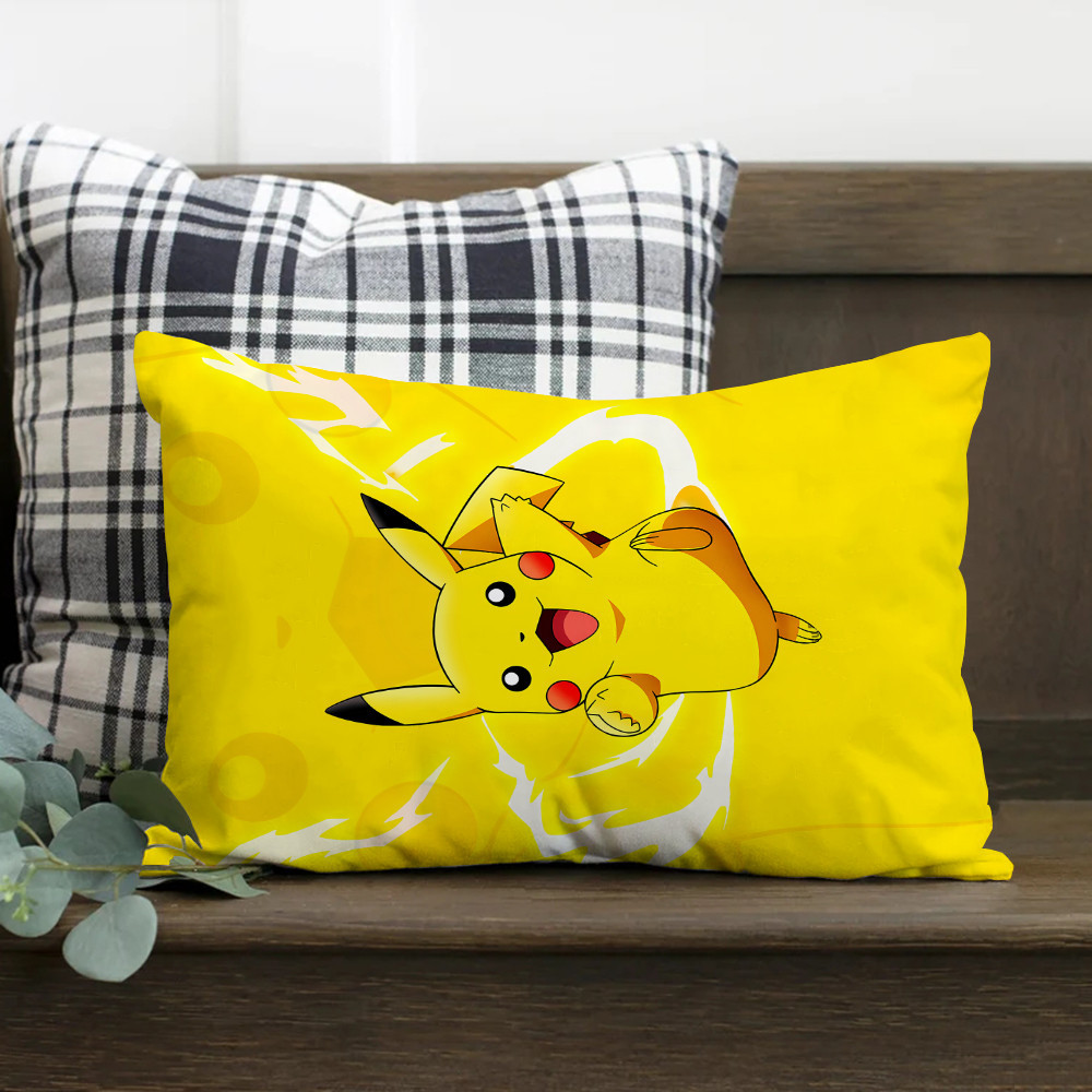 Vỏ Gối Chữ Nhật In Hình Pikachu Hai Mặt Bằng Polyester Trang Trí Nhà Cửa (Không Kèm Lõi)