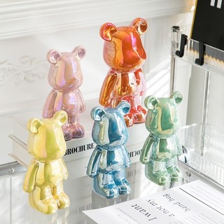 Gấu Bearbrick decor hottrend KEA Mama bằng sứ có lỗ ống heo decor nhà văn phòng quà tặng sinh nhật độc đáo cao 28cm