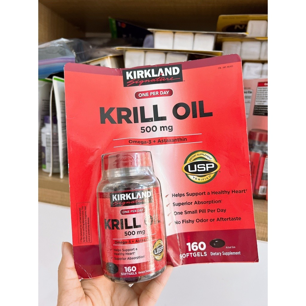 Dầu Nhuyễn Thể(Dầu Tôm) Kirkland Krill Oil Omega3 + Astaxanthin 500mg
