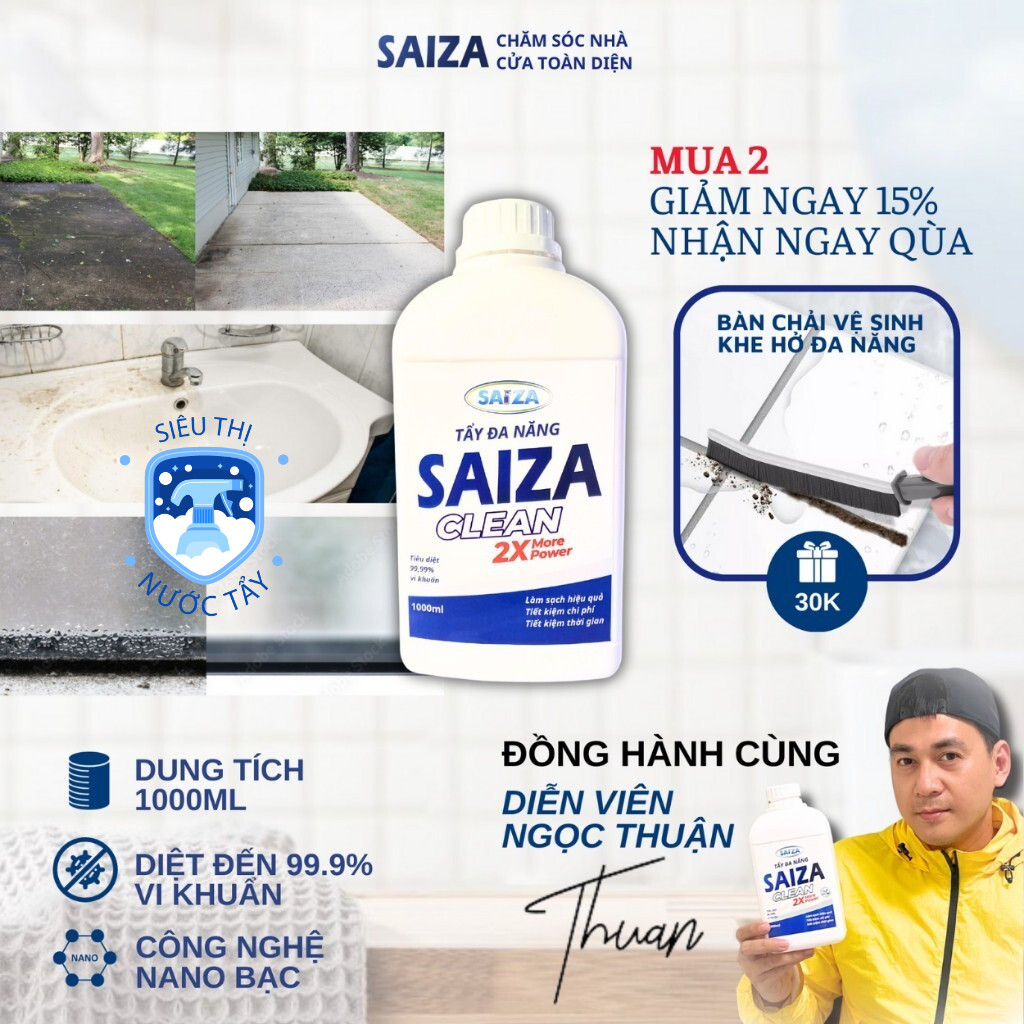 [Tặng Khăn] Nước Tẩy Đa Năng - Vệ Sinh Sàn Nhà SAIZA 1000ml Làm Sạch Bề ...