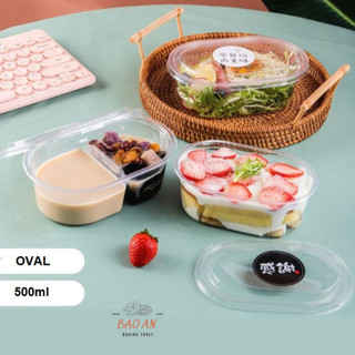 50 Hộp Nhựa Pet HT150G Oval Đựng Bánh Mouse, Tiramisu, Pudding