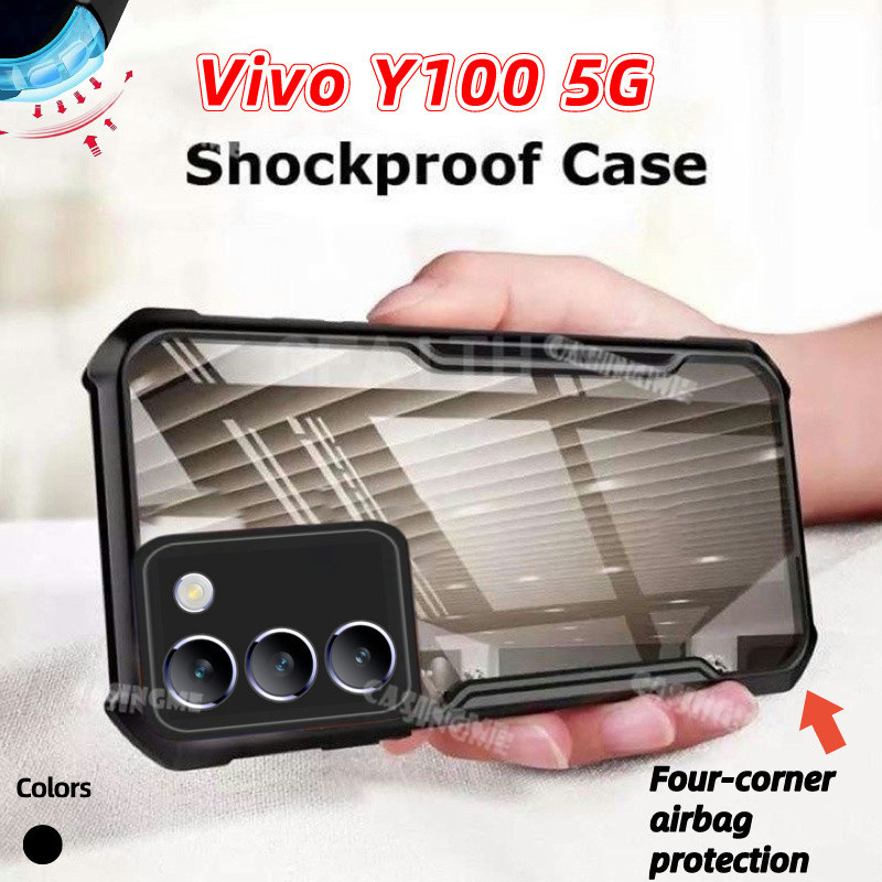 Vivo Y100 5G 2024 Túi Khí Trong Suốt Vỏ Điện Thoại Cho Vivo Y100 Y 100 100Y VivoY100 5G 2024 Silicon Trong Suốt Ốp lưng Acrylic Chống Sốc Ốp Lưng TPU Mềm