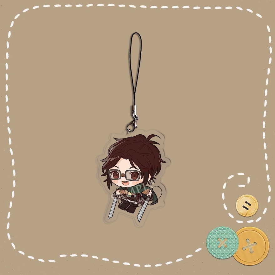 Móc dây treo điện thoại ATTACK ON TITAN ver MÁ HỒNG in hình Đại chiến Titan anime mica acrylic móc khóa dễ thương