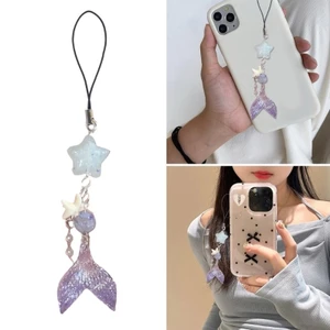 YOI Thời Trang Đuôi Cá Vỏ Hạt Mặt Dây Đeo Điện Thoại Dây Đeo Túi Móc Khóa Dây Đeo
