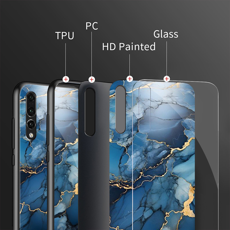Ốp Điện Thoại Kính Cường Lực Mạ Đá Cẩm Thạch 02 Cho Samsung Galaxy S9 Plus S10 S10e S20 FE S20 Plus S21 S22 S23 S24 Ultra Cover