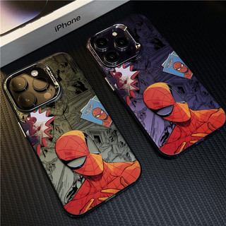 Ốp điện thoại hình ảnh bộ nhớ Spider-Man retro mạ cho iPhone 16 15 14 13 12 11 Pro Max