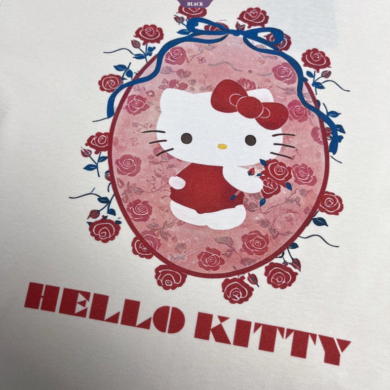 Áo thun ngắn tay in hình Hello Kitty dễ thương ngọt ngào dành cho nữ mùa hè 2025 Trăm áo [BL]