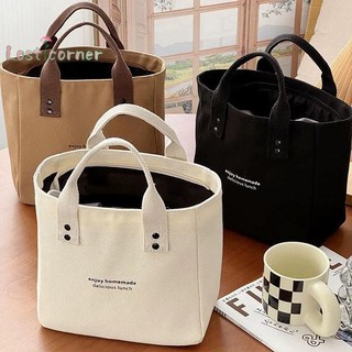 Lostcorner Màu Trơn Túi Tote Nữ Di Động Có Thể Tái Sử Dụng Túi Mua Sắm Vải Dung Tích Lớn Túi Cơm Trưa Mới