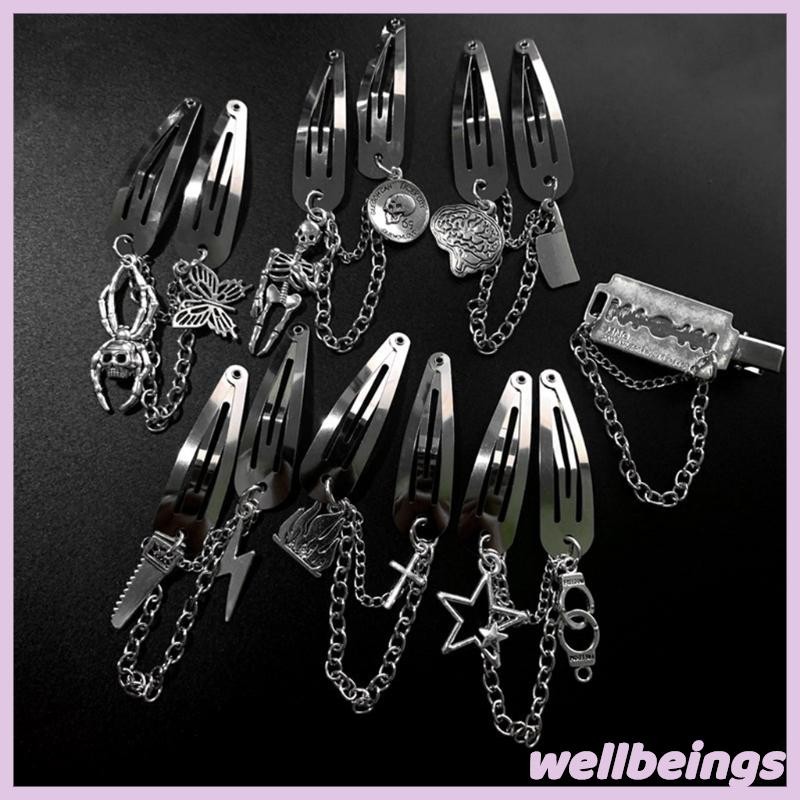 Wellb Xích Chụp Kẹp Tóc Trượt Vintage Tóc Barrettes DIY Mũ Đội Đầu Đạo Cụ