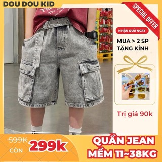 [DOUDOU KID] JD03 Quần Đùi Jean Cho Bé Từ 12-38kg,Mềm Mại (ko bao gồm thắt lưng)