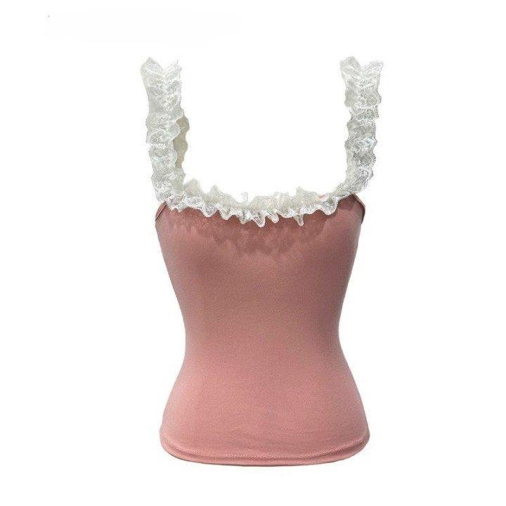 (Bán lẻ set) Áo hai dây nữ ôm body phối ren làm điểm nhấn chất thun borip ôm tôn dáng mix quần váy xoè- A3