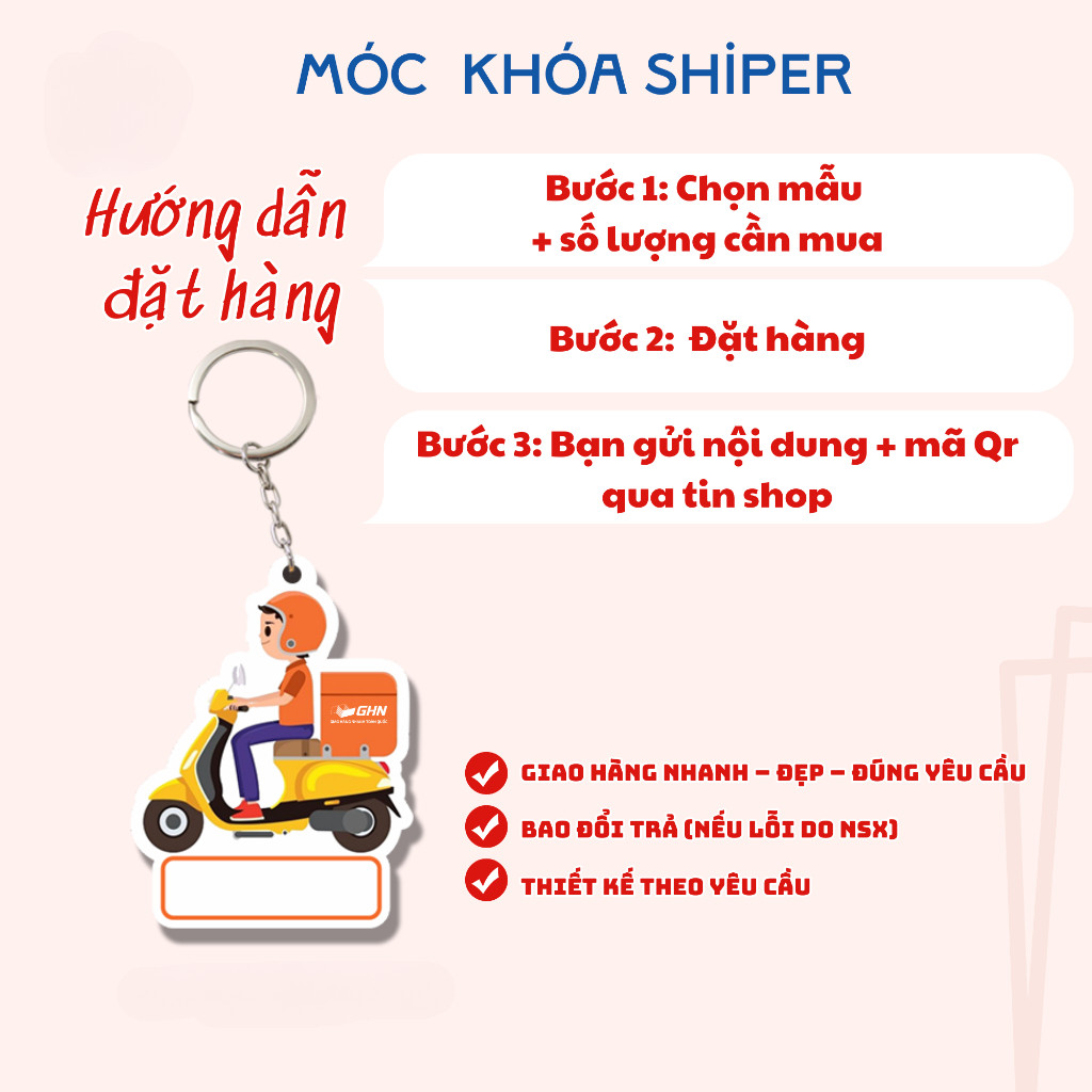 Móc khóa dành cho shiper, in mã  tiện lợi và nhanh chóng,phụ kiện treo  xe, treo balo,treo chìa khóa