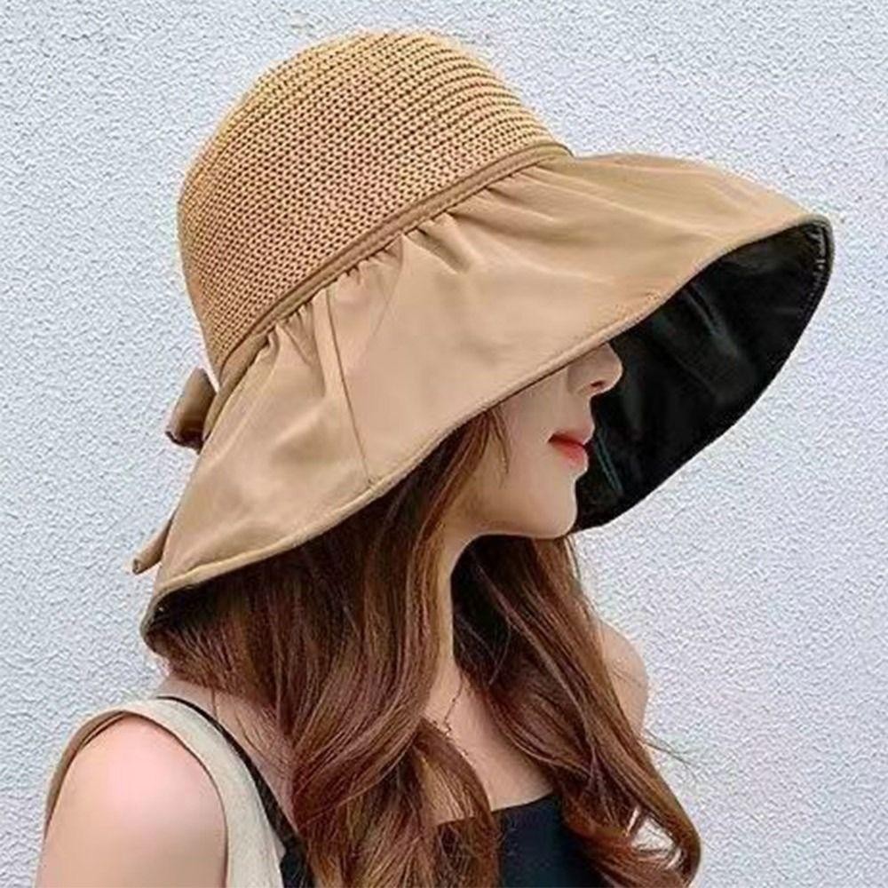 Mũ chống nắng HOBBYIN, Mũ xô vành rộng chống tia cực tím, Mũ che nắng có thể gập lại thoáng khí mùa hè
