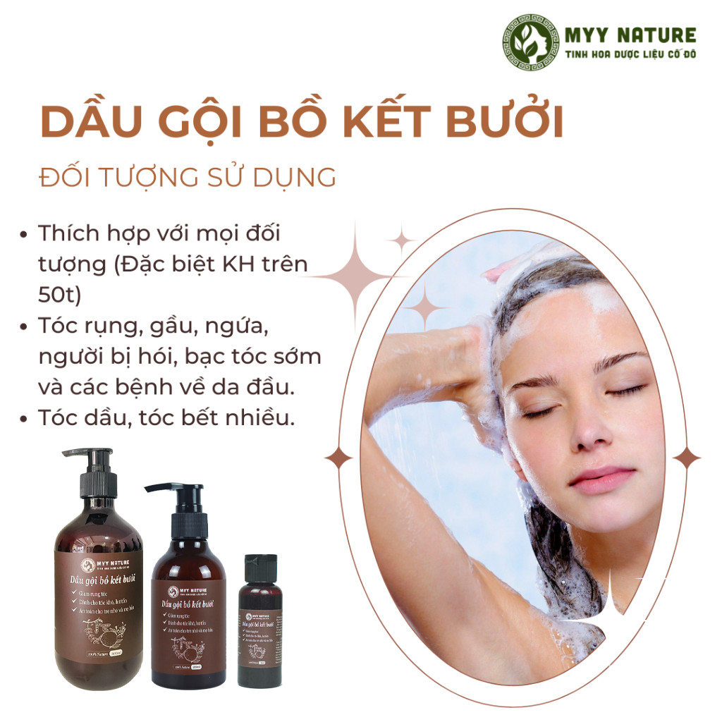 Dầu Gội Bồ Kết Bưởi Myy Nature 500ml Ngăn Rụng Tóc Phục Hồi Tóc Hư Tổn Giúp Tóc Chắc Khỏe Từ Bên Trong Mềm Mại Suôn Mượt