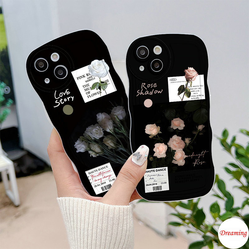 Ốp Lưng Cho Redmi Note 13 12 11 10 9 8 7 6 5 Poco X5 M3 Pro C65 C50 C55 C31 A3 A1 A2 Plus 13C 12C 11A 10C 9C 9A 9T Hình Bầu Dục Mắt Lớn Họa Tiết Sóng Màu Trắng Hoa Hồng Hồng