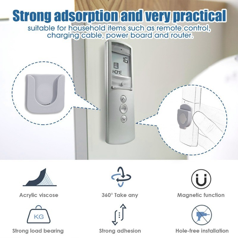 Móc điều khiển từ xa nam châm ​- Giá treo tường tự dính ​- Giá đỡ lưu trữ chống thất lạc ​- Để điều khiển từ xa, bảng nguồn và bộ định tuyến ​- Phụ kiện tổ chức văn phòng tại nhà