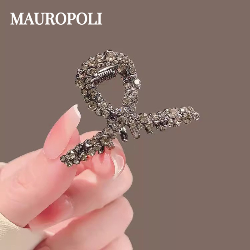 Mauropoli [Sẵn Sàng] Kẹp Kim Cương Giả Đen Nữ Cao Cấp Phù Hợp Với Kẹp Tóc Tinh Tế Khối Lượng Nhỏ Kẹp Tóc Kim Loại Mũ Đội Đầu