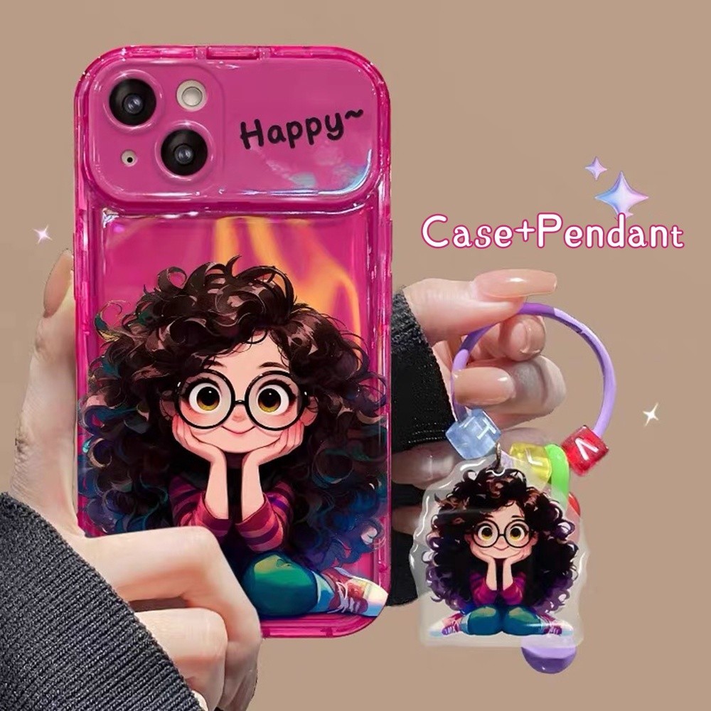 Ốp Điện Thoại Mặt Dây Chuyền Wave Girl + + Cho iPhone 17ProMax 16Plus 15 14 13 12 11 Bảo Vệ Toàn Diện Gương Lật Chống Sốc Gấp Giá Đỡ