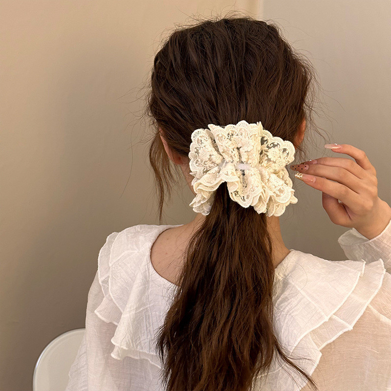 Vintage Thêu Ren Ruột Lớn Tóc Nữ Dây Buộc Tóc