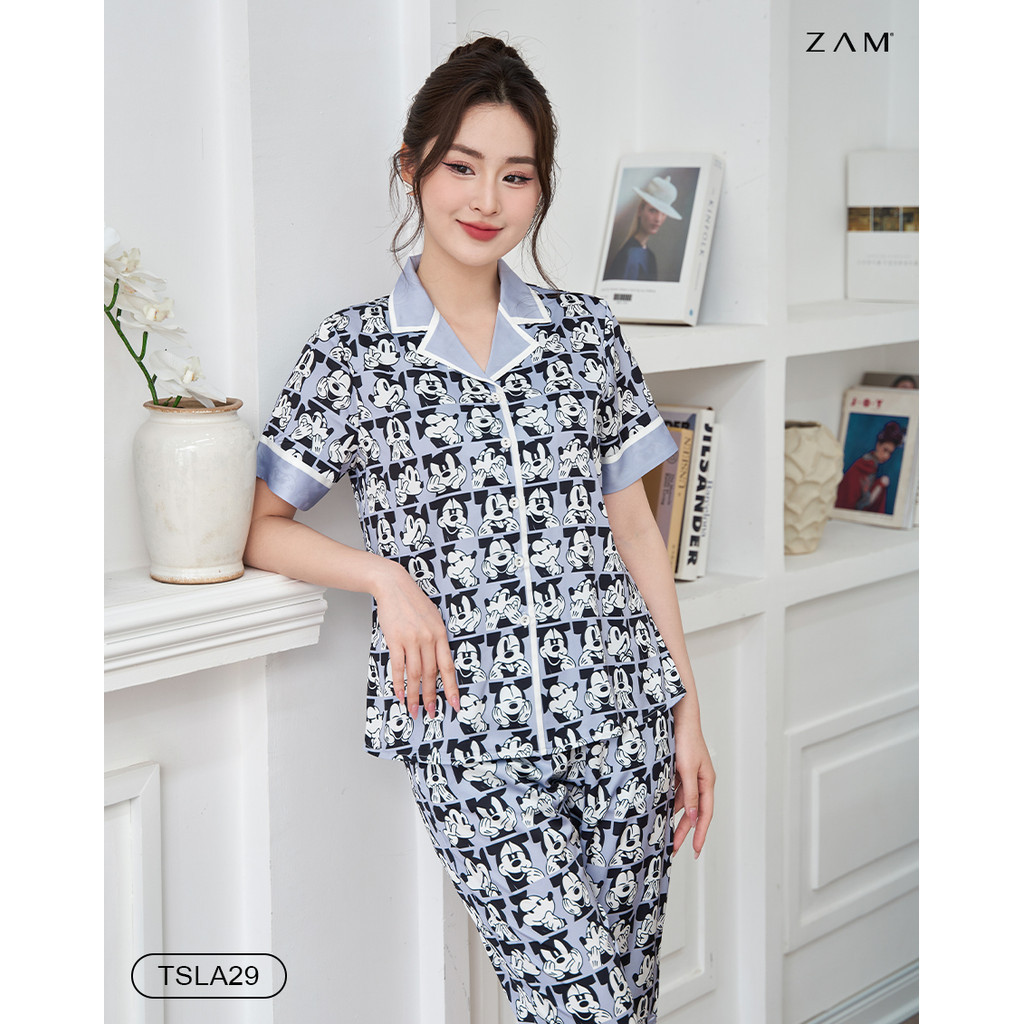 Ảnh BỘ MẶC NHÀ SHE BY ZAM - TSLA29 - BỘ NGẮN TAY QUẦN LỬNG MICKEY XÁM 3