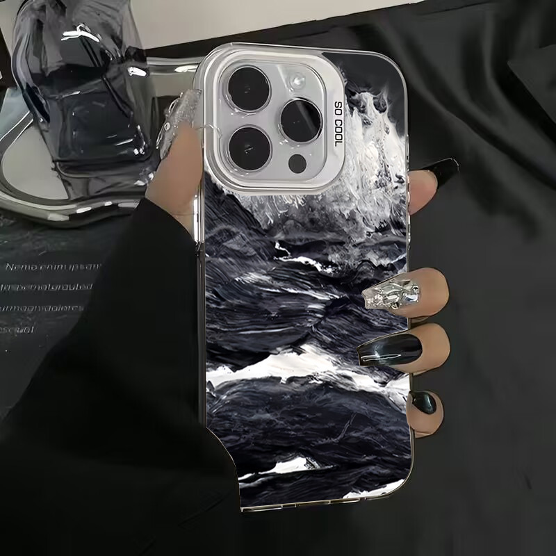 Dành Cho Xiaomi Redmi 12C 13C 4G Redmi Note 13 12 Pro Plus 5G 11 4G 12S 11S 10S 10 Màu Đen Phong Cách Gradient Màu Nước IMD Matte Cứng Chống Sốc
