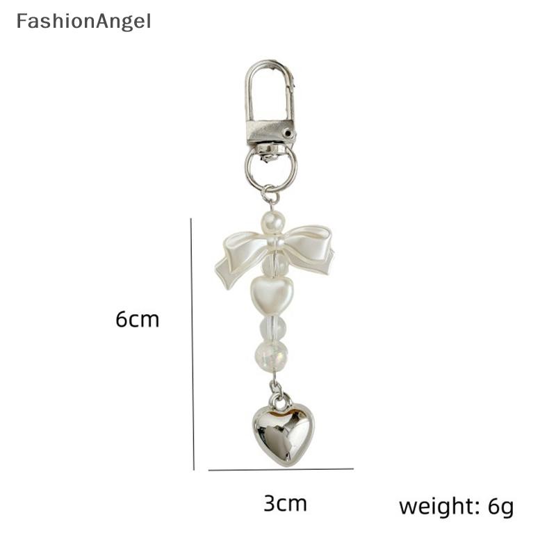 FashionAngel 1 Chiếc Handmade Đơn Giản Nơ Đính Hạt Móc Khóa Mặt Dây Chuyền Ngọc Trai Ngọt Ngào Bạc Tình Yêu Dây Xích Điện Thoại Túi Trang Trí VN