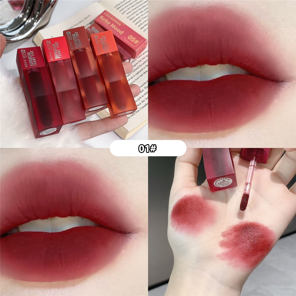 Ảnh Son Môi Kekemood 5 Màu Dạng Lì Có độ Bám Cao, Dưỡng ẩm, Không Dính Cốc, Lâu Trôi, Không Thấm Nước, Mỹ Phẩm Trang điểm Môi *THỦY TINH 1