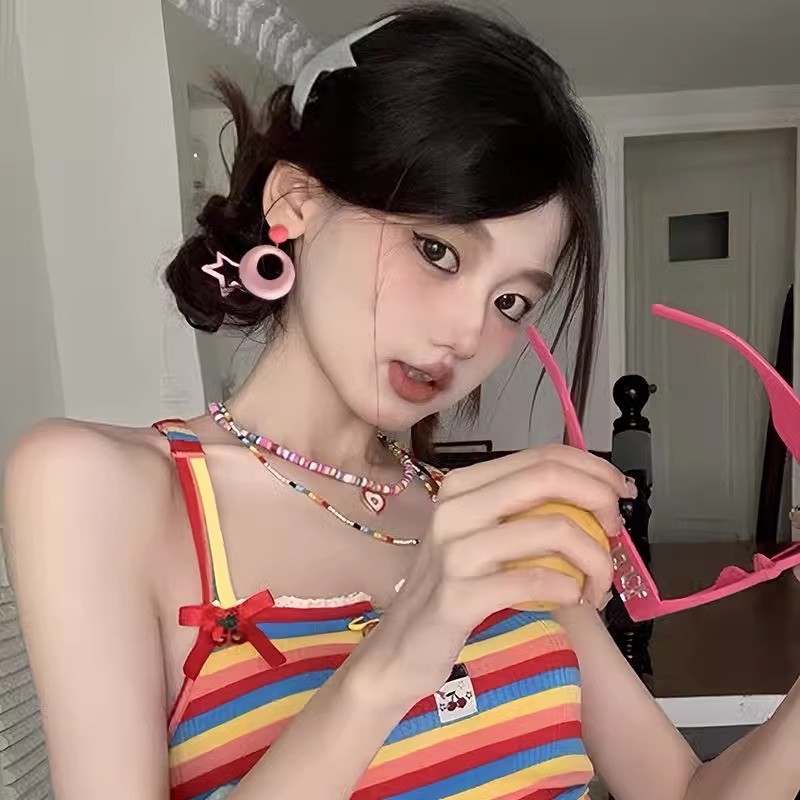 Bông Tai Hoa Nhiều Màu, Phù Hợp Mùa Xuân Và Mùa Hè, Kiểu Thời Trang Hàn Quốc