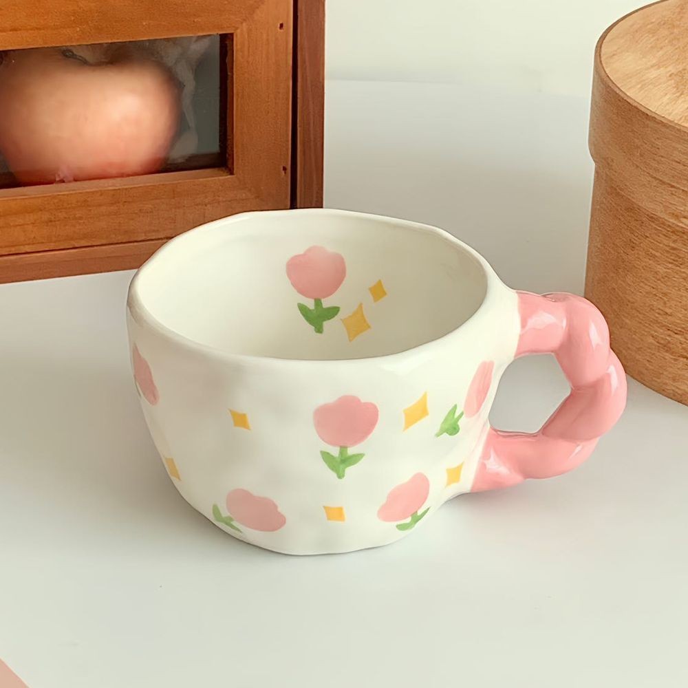 Phong Cách Hàn Quốc ins Phong Cách Vẽ Tay Underglaze Màu Gốm Cốc Nước Dễ Thương Cốc Ăn Sáng Cốc Sữa Cốc Cà Phê