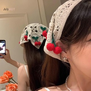 Julyhot Dệt Kim Tam Giác Dễ Thương Nhỏ Anh Đào Pháp Mục Vụ Phong Cách Khăn Móc Hoa Khăn Trùm Đầu Massivedeals