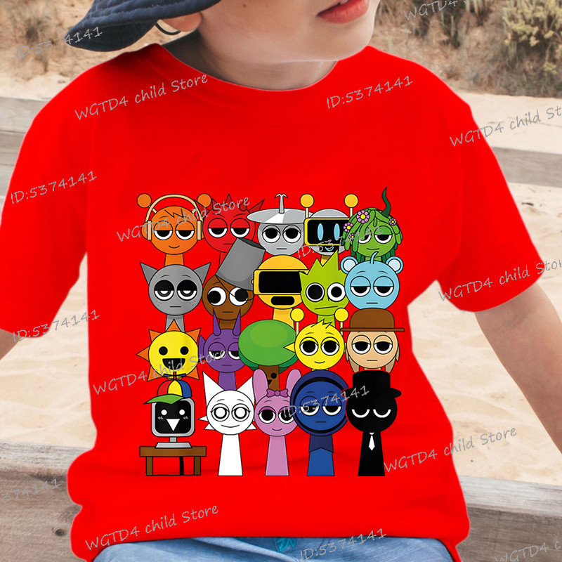 Áo thun trẻ em in hình nhân vật Sprunki Incredibox vui nhộn, áo ngắn tay thời trang cho bé trai và bé gái