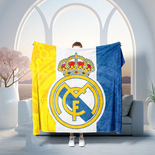 Real Madrid Câu Lạc Bộ Bóng Đá Logo Một Mặt In Hình Chăn Flannel Gia Đình Quà Tặng Thiết Thực Chăn Điều Hòa