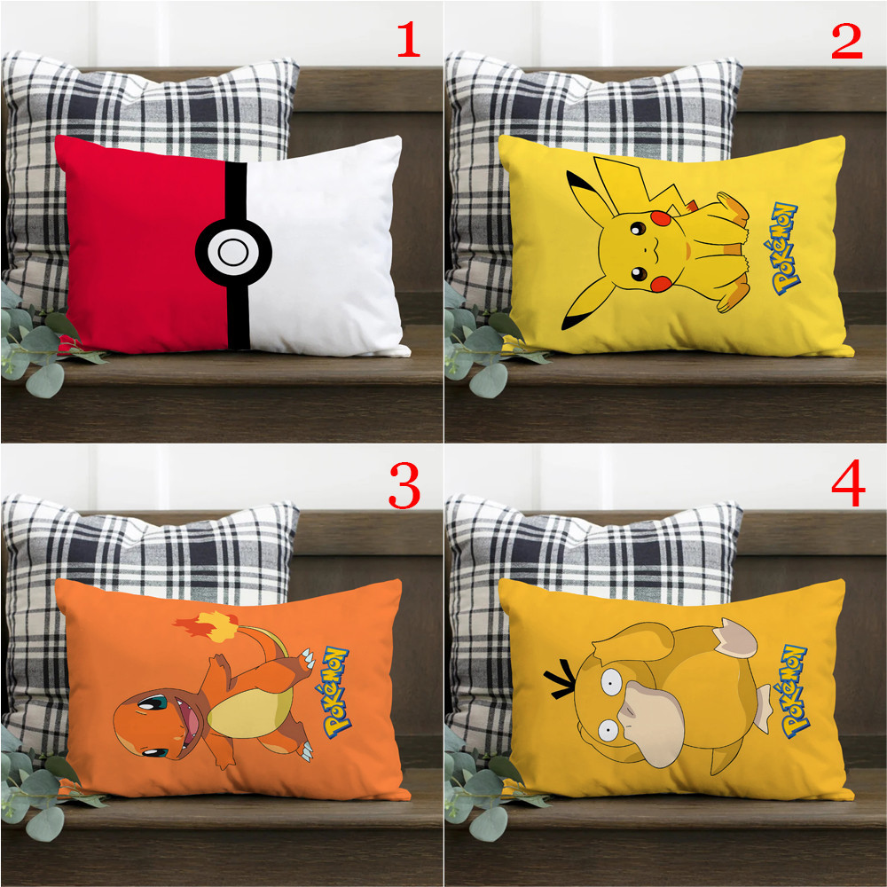 Vỏ Gối Chữ Nhật In Hình Pikachu Hai Mặt Bằng Polyester Trang Trí Nhà Cửa (Không Kèm Lõi)