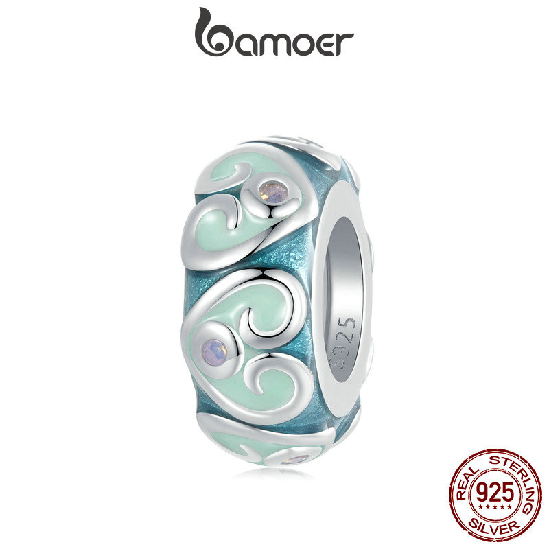 Bamoer 925 Sterling Sliver Charm Phục Sinh Trứng May Mắn Thỏ Trứng Mặt Dây Chuyền Phụ Kiện Series Cho Vòng Tay