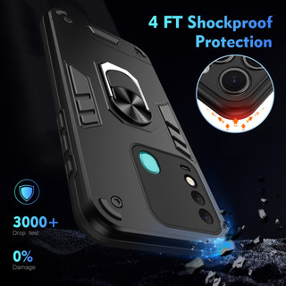 Dành Cho Tecno Spark 8T Ốp điện thoại Có Chân Đế Vòng Metel Giá Đỡ Từ Tính Lưng Cứng Mềm TPU Cạnh Chống Sốc Chống Rơi Mỏng Bao