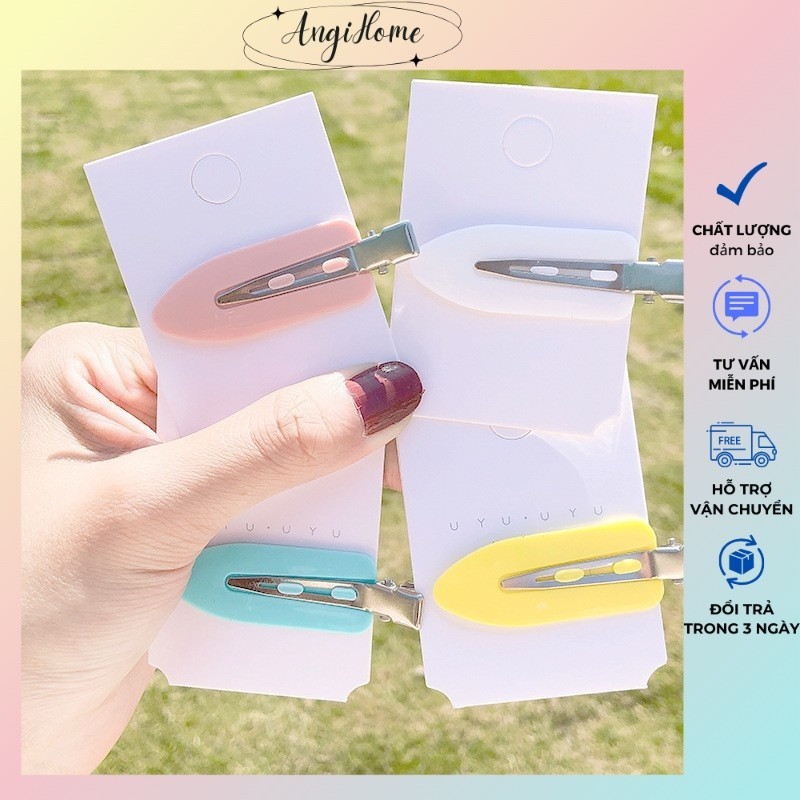 Kẹp tóc mái mỏ vịt cặp bấm mái nữ đẹp vintage Hàn Quốc dễ thương màu trơn hottrend 2024 ANGIHOME
