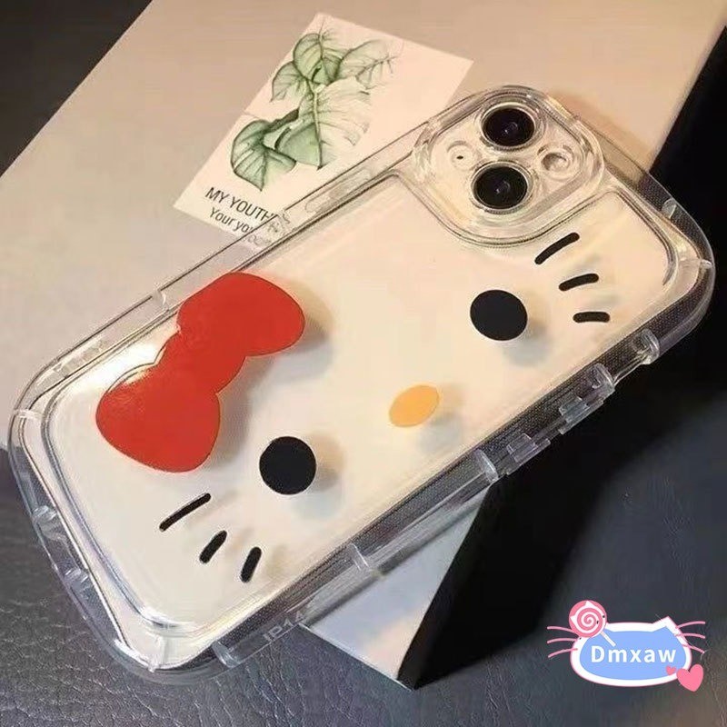 Ốp Điện Thoại Mèo Kitty Dễ Thương Cho iPhone 15 14 13 11 12 Pro Max X XR Xs Max 8 7 6 6s Plus SE 2020 Ốp Mềm Đệm Khí Trong Suốt Mèo Kitty Chống Rơi Cô Gái Y2K Vỏ Chống Sốc