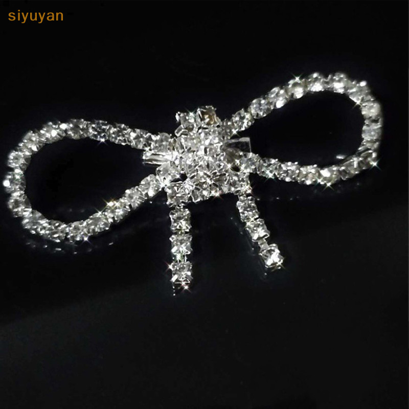 Siyuyan Thời Trang Sáng Bóng Kim Cương Giả Nơ Khóa Ngọc Trai sel Pin Kim Cương Khóa DIY May Giày Túi Đính Phụ Kiện Cưới Quà Tặng VN