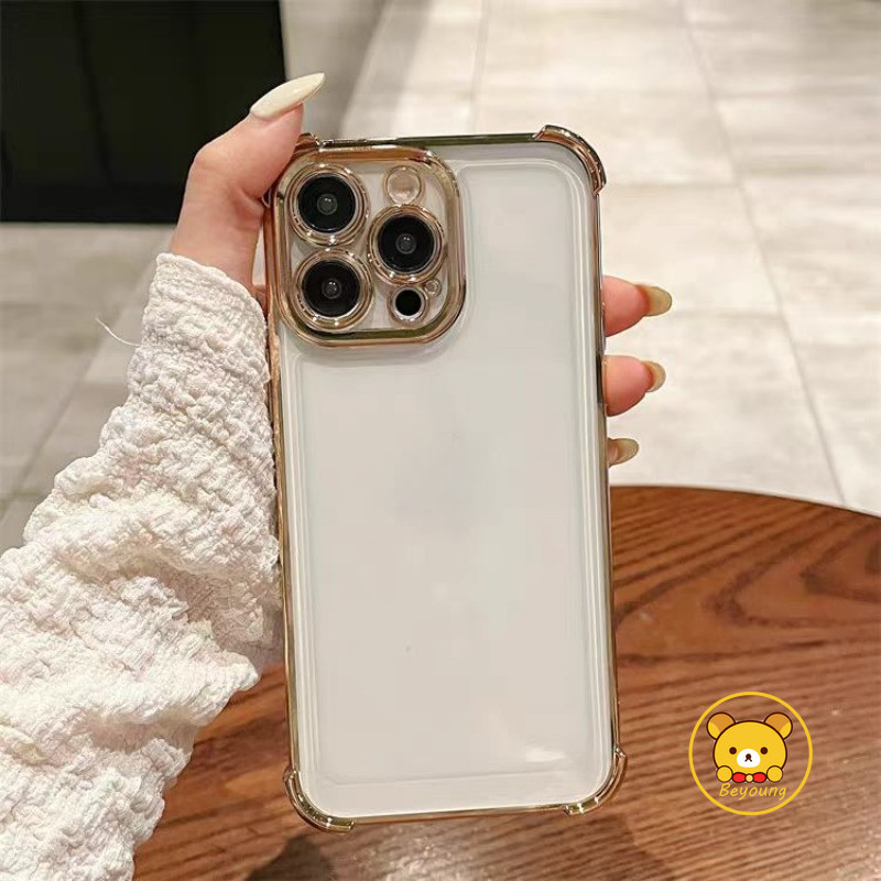 Ốp điện thoại trong suốt bốn dây mạ cho OPPO A98 A97 A96 A95 A93S A79 A78 A77 A77S A76 A74 5G 4G Ốp điện thoại mềm trong suốt Ốp lưng chống sốc